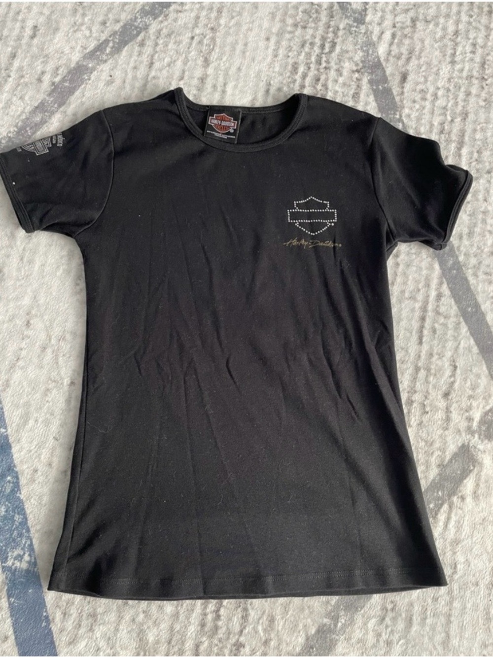 Harley-Davidson Black Short Sleeve Tee with Silver Stud Logo